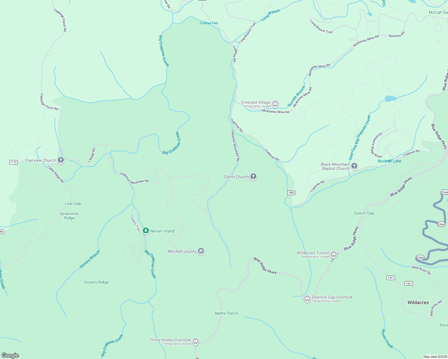 map of restaurants, bars, coffee shops, grocery stores, and more near 520 Chestnut Mountain Road in Spruce Pine