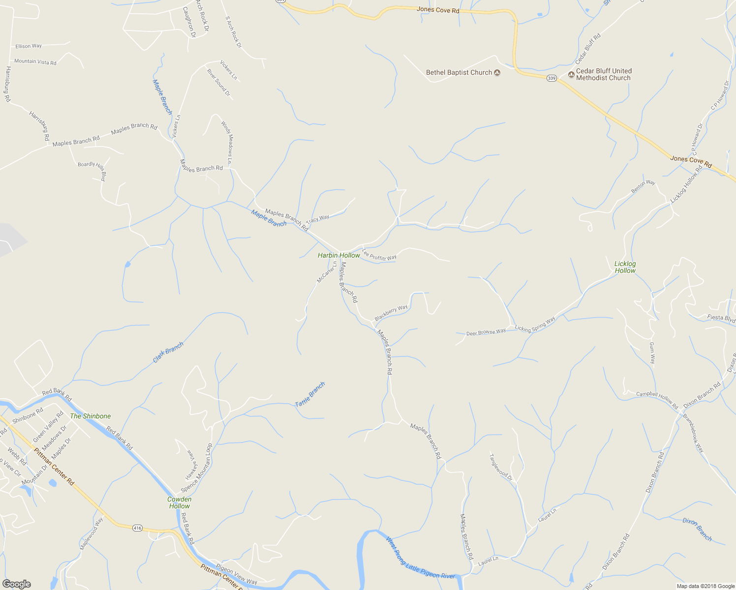 map of restaurants, bars, coffee shops, grocery stores, and more near 2865 Maples Branch Road in Sevierville