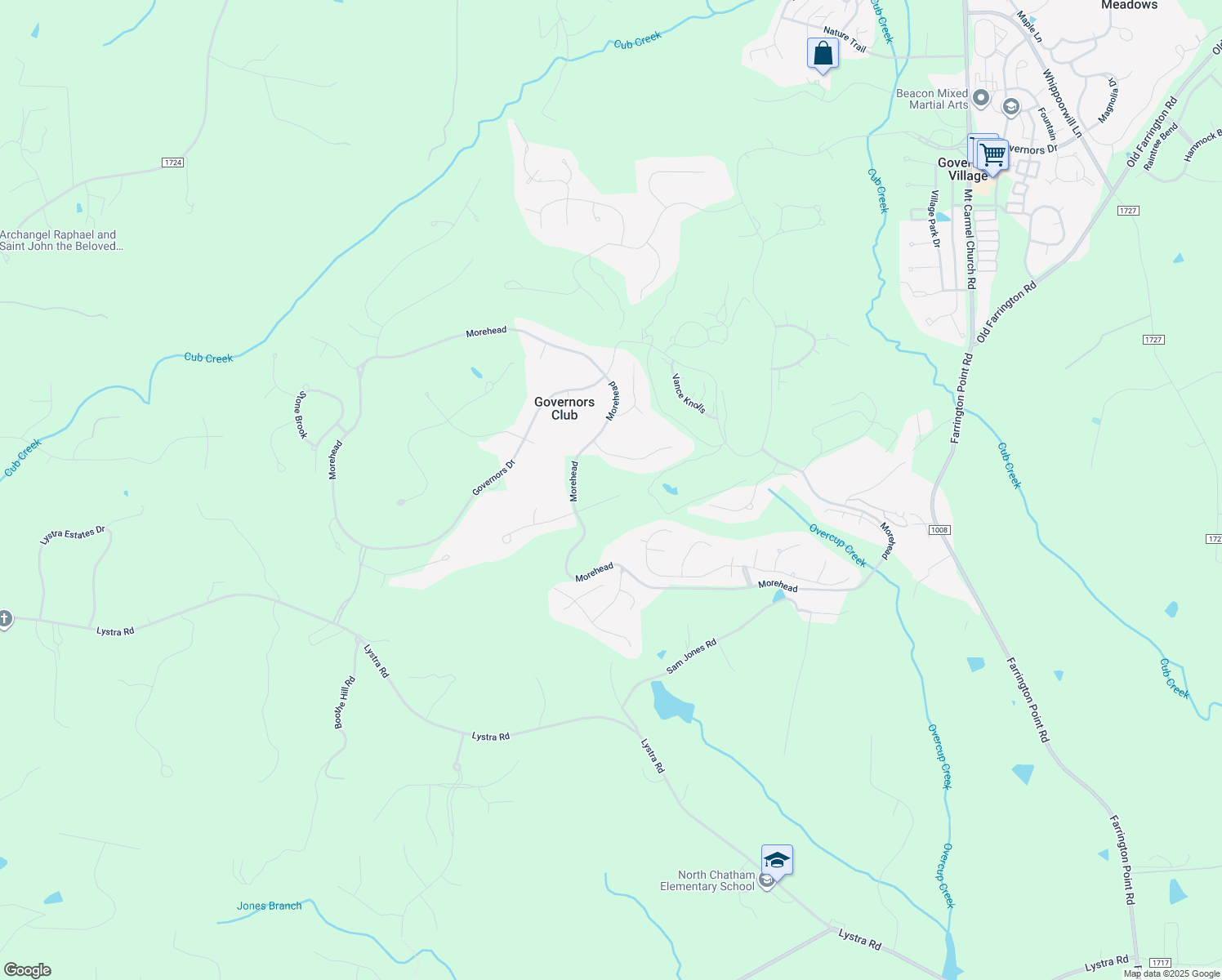 map of restaurants, bars, coffee shops, grocery stores, and more near 90115 Hoey in Chapel Hill