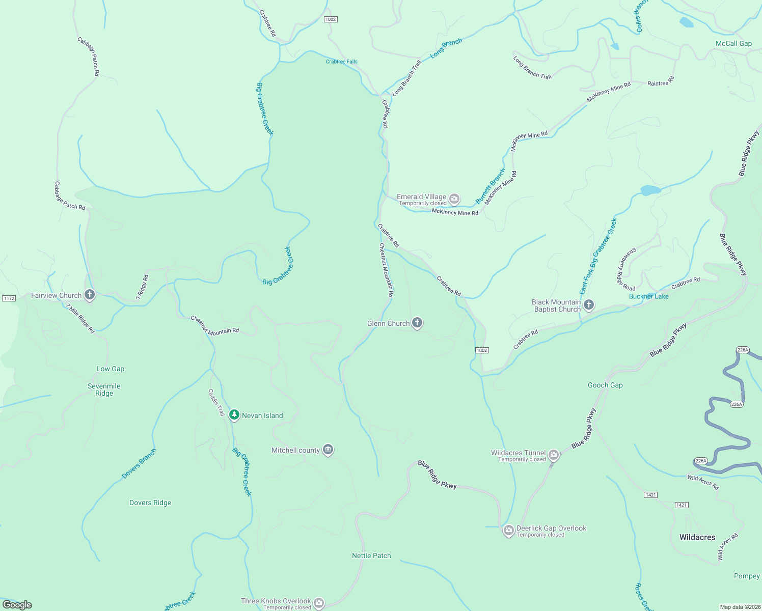 map of restaurants, bars, coffee shops, grocery stores, and more near 438 Chestnut Mountain Road in Spruce Pine