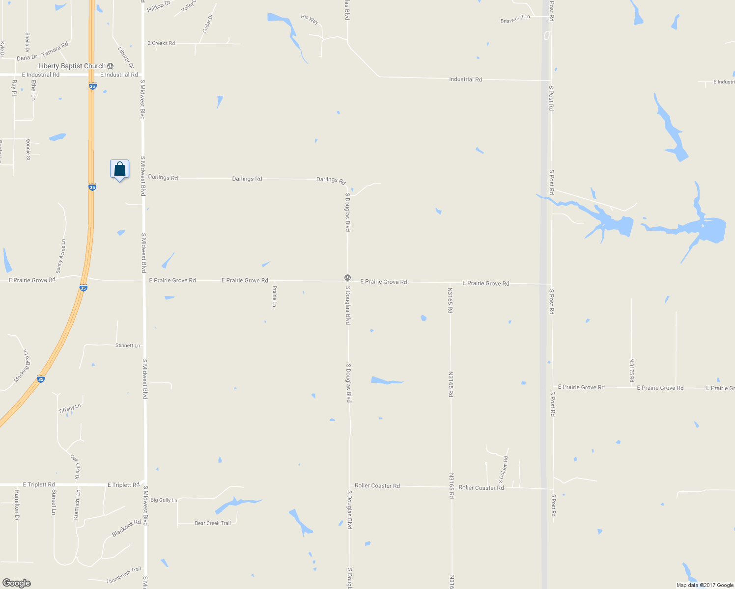 map of restaurants, bars, coffee shops, grocery stores, and more near 4451 East Prairie Grove Road in Guthrie