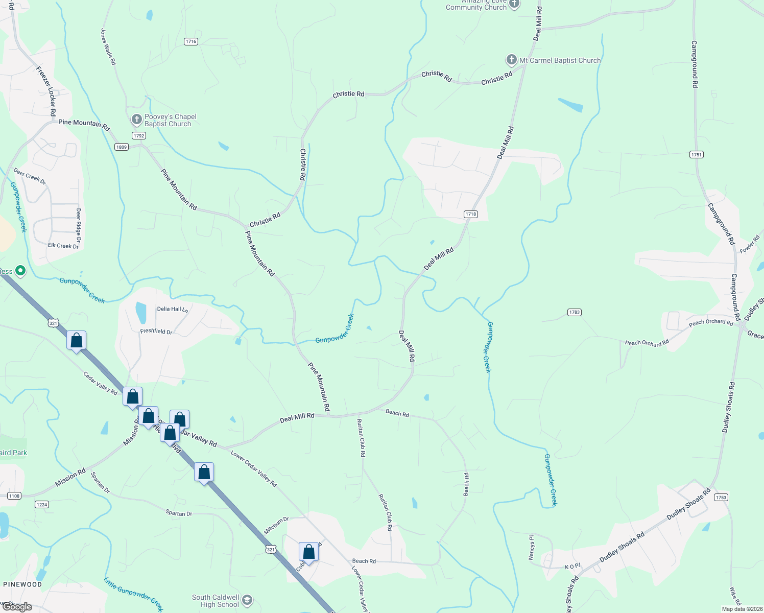 map of restaurants, bars, coffee shops, grocery stores, and more near 3343 Deal Mill Road in Hudson