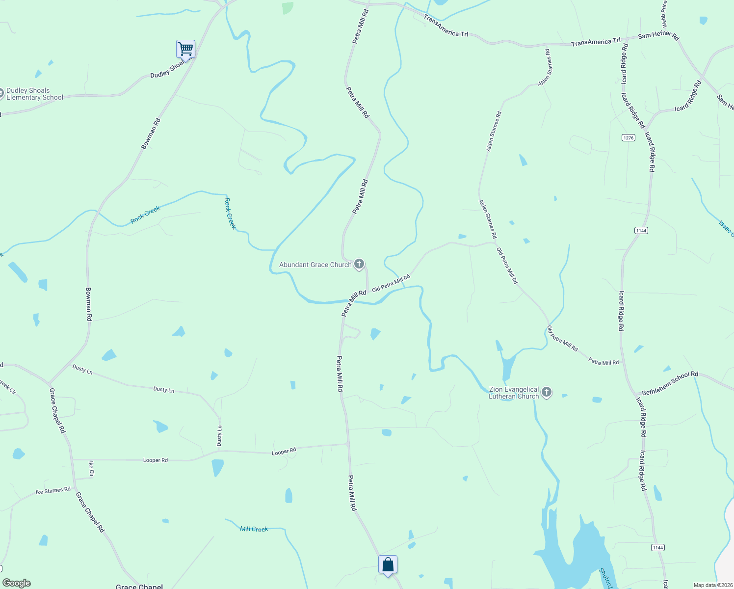 map of restaurants, bars, coffee shops, grocery stores, and more near 3739 Old Petra Mill Road in Granite Falls