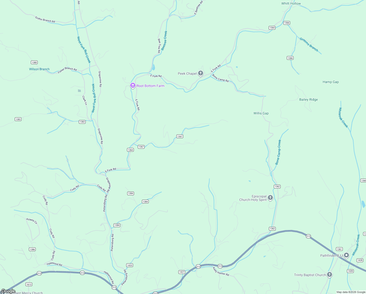 map of restaurants, bars, coffee shops, grocery stores, and more near 400 Morgan Branch Road in Marshall