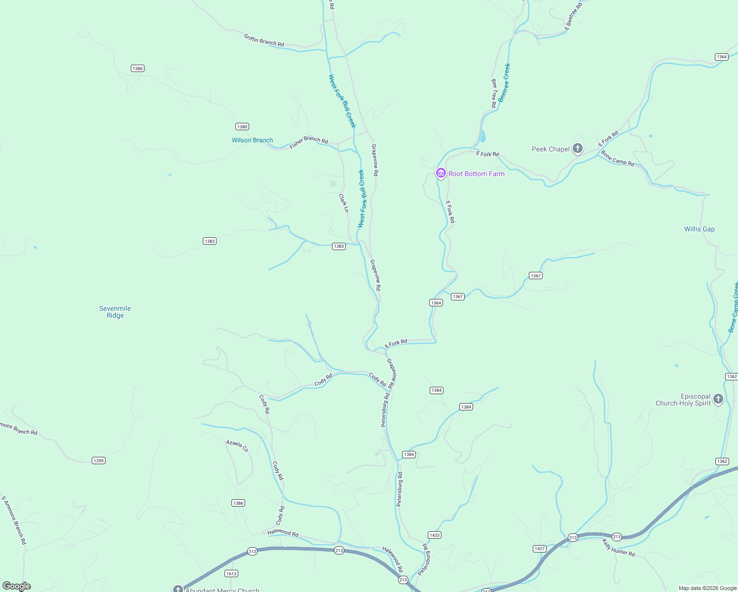 map of restaurants, bars, coffee shops, grocery stores, and more near 1629 Grapevine Road in Marshall