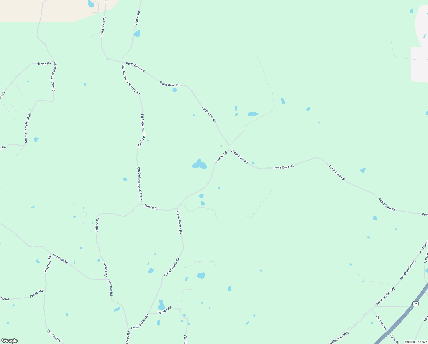 map of restaurants, bars, coffee shops, grocery stores, and more near 425 Jericho Road in Quebeck
