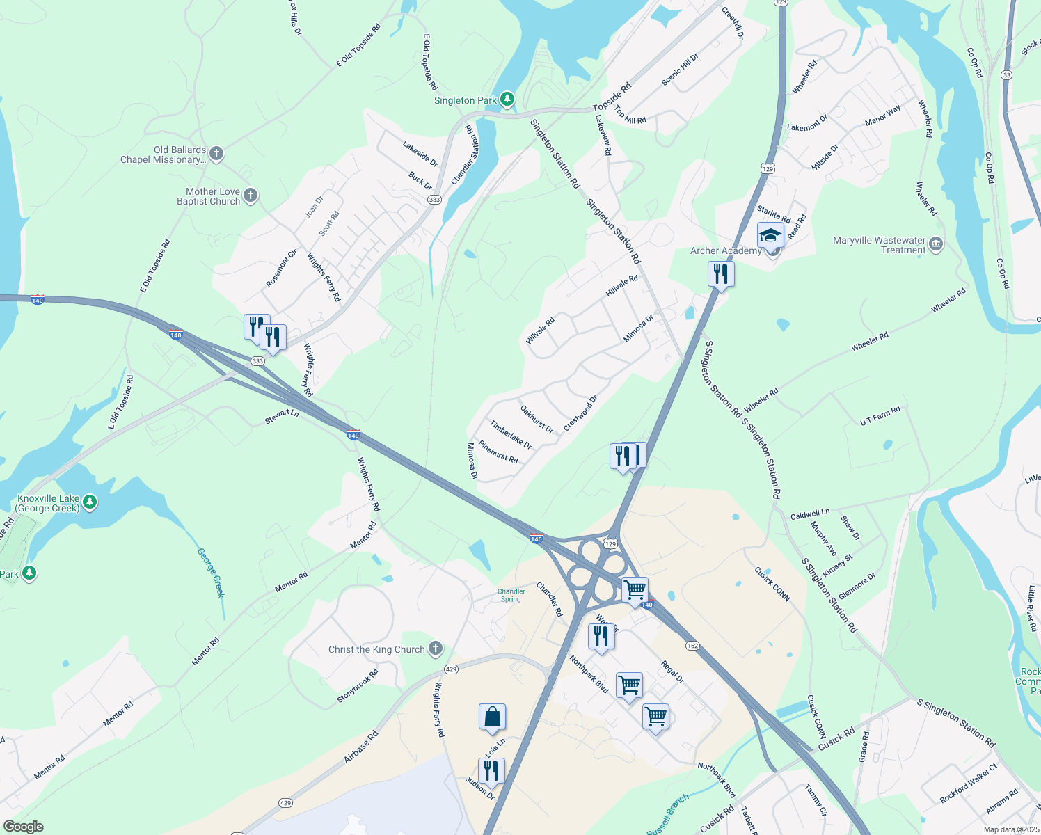 map of restaurants, bars, coffee shops, grocery stores, and more near 4431 Oakhurst Drive in Louisville