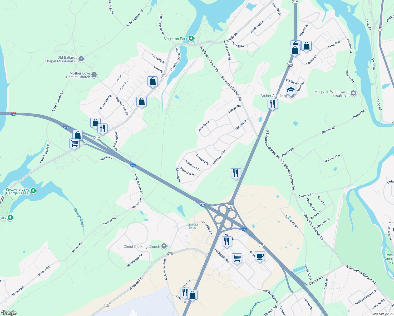 map of restaurants, bars, coffee shops, grocery stores, and more near 4431 Oakhurst Drive in Louisville