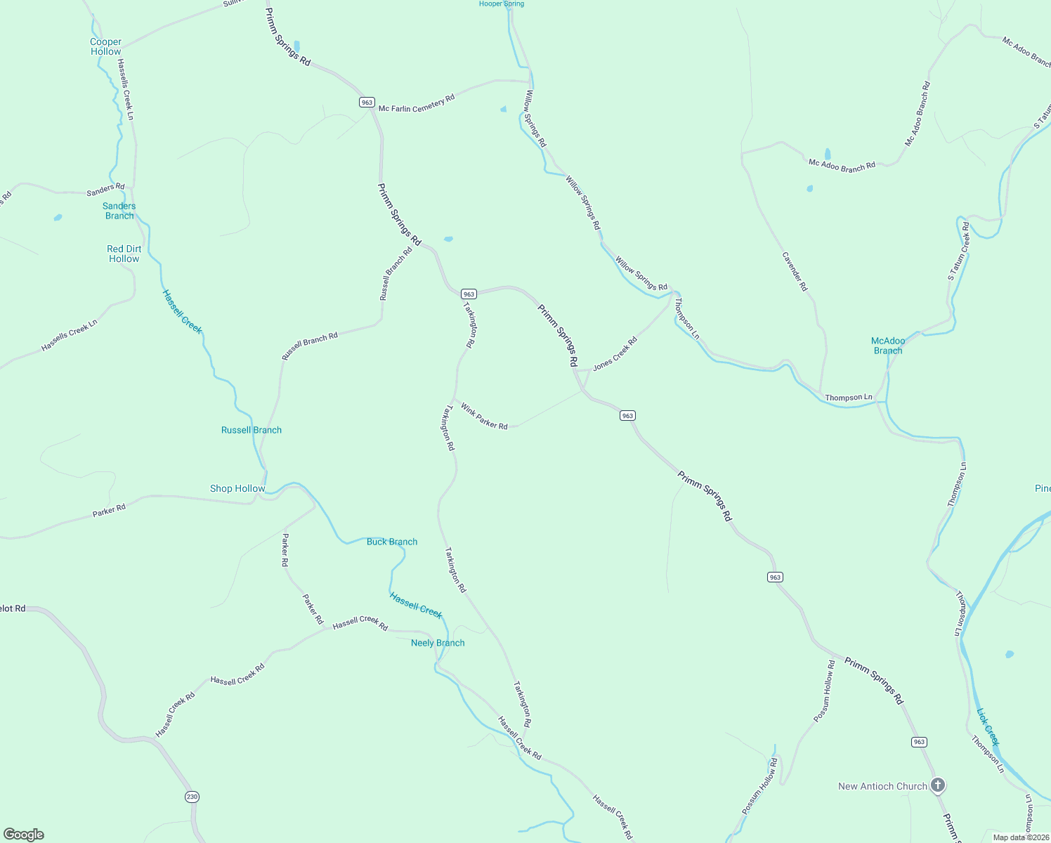 map of restaurants, bars, coffee shops, grocery stores, and more near Wink Parker Road in Hickman County