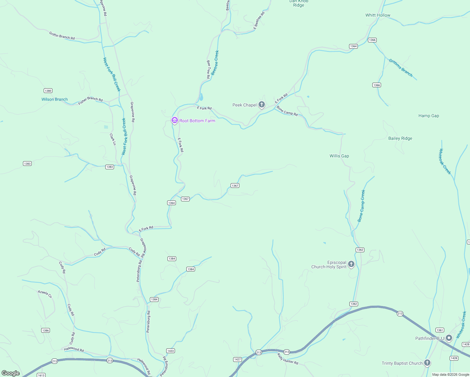 map of restaurants, bars, coffee shops, grocery stores, and more near 456 Morgan Branch Road in Marshall