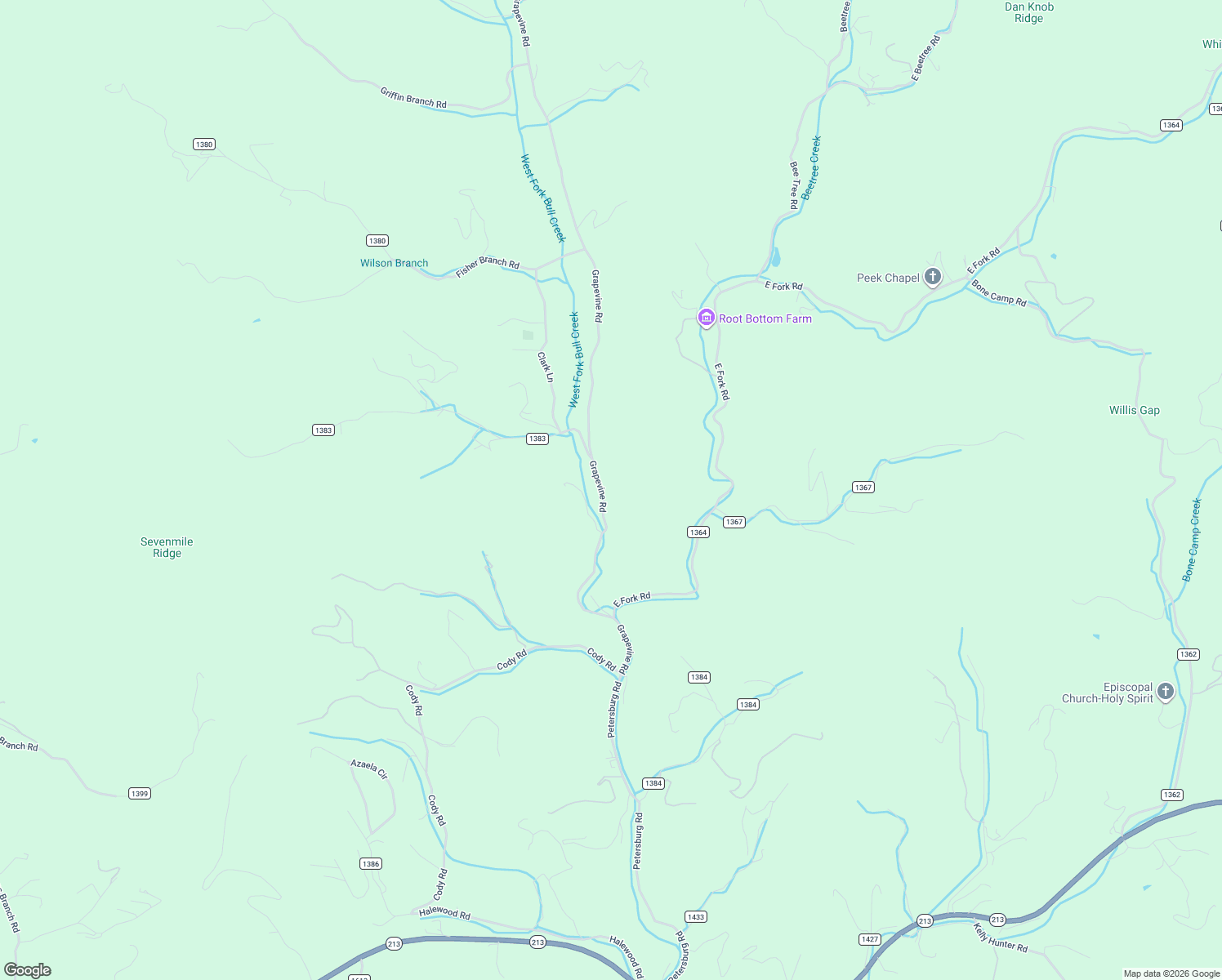 map of restaurants, bars, coffee shops, grocery stores, and more near 1629 Grapevine Road in Marshall