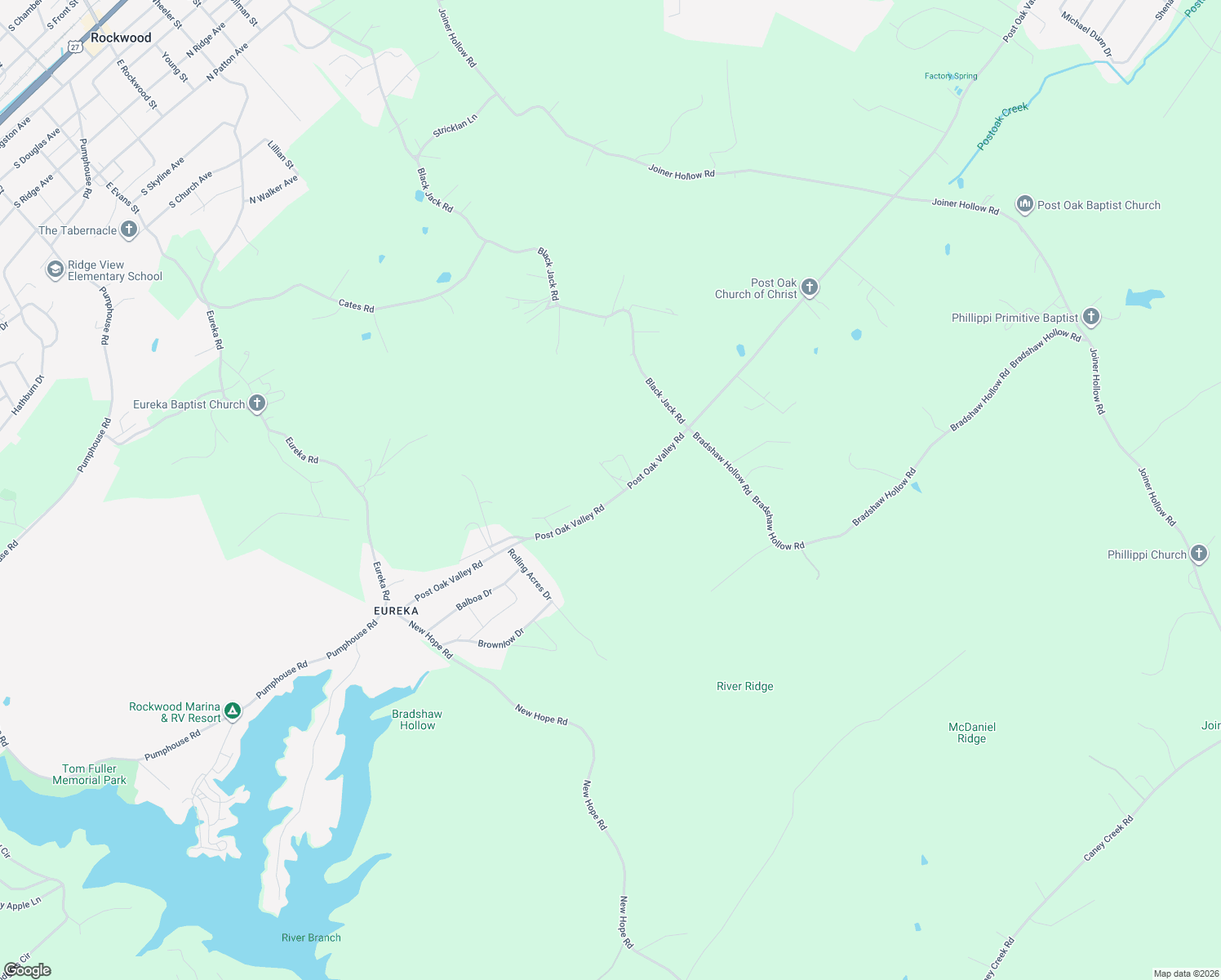 map of restaurants, bars, coffee shops, grocery stores, and more near 1464 Post Oak Valley Road in Rockwood