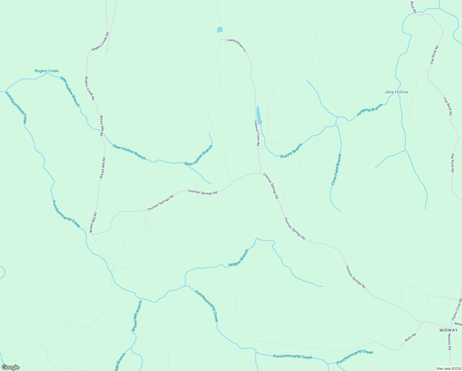 map of restaurants, bars, coffee shops, grocery stores, and more near Thomas Springs Road in Crossville