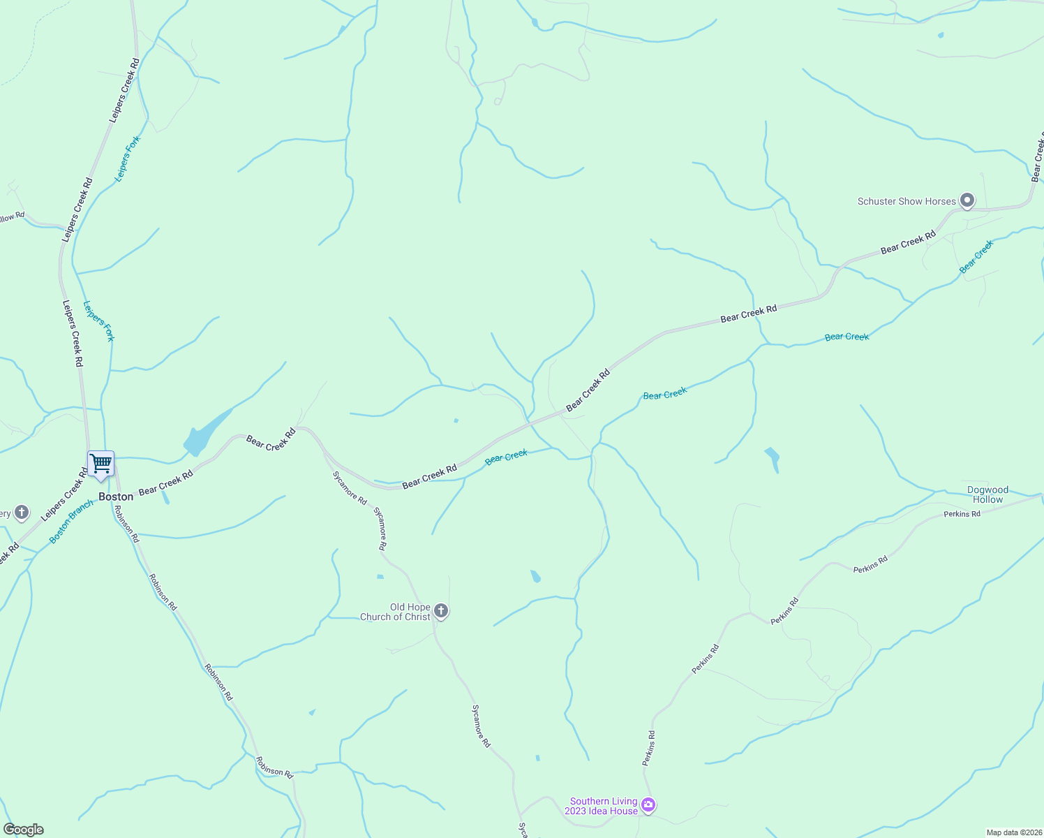 map of restaurants, bars, coffee shops, grocery stores, and more near 3782 Bear Creek Road in Thompson's Station