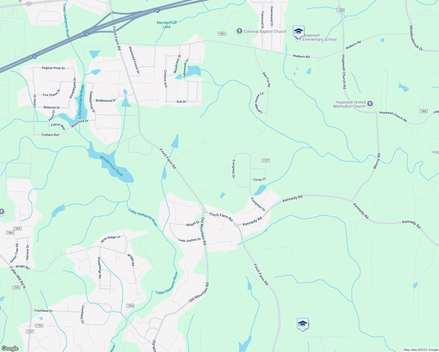 map of restaurants, bars, coffee shops, grocery stores, and more near 3568 Meadow Court in Trinity