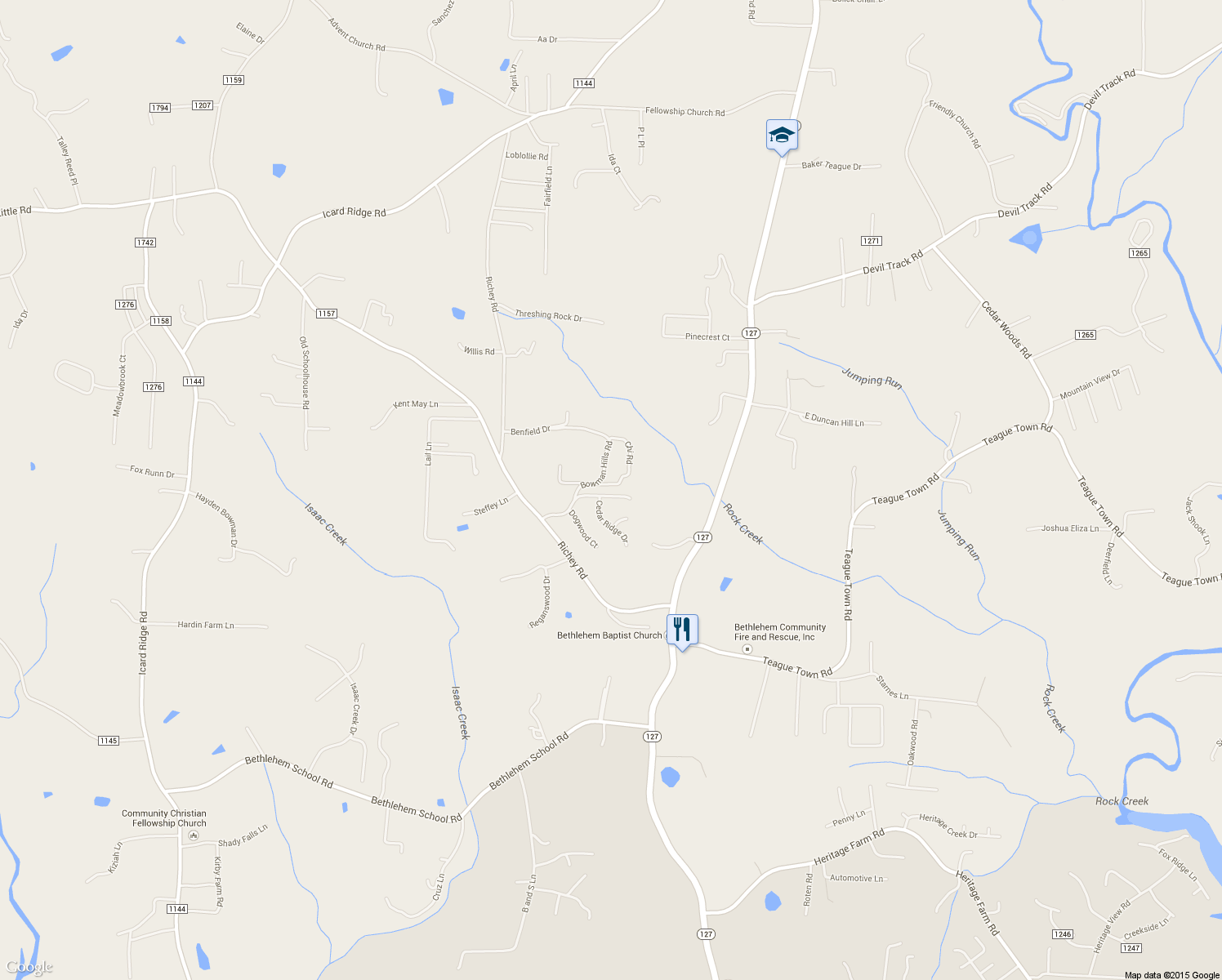 map of restaurants, bars, coffee shops, grocery stores, and more near 225 Arbor Springs Drive in Township of Taylorsville