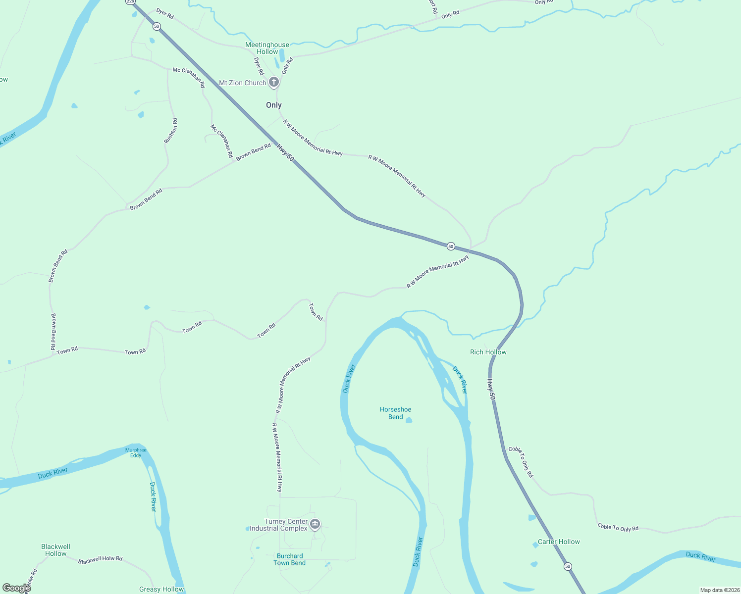 map of restaurants, bars, coffee shops, grocery stores, and more near R W Moore Memorial Rt Highway in Hickman County