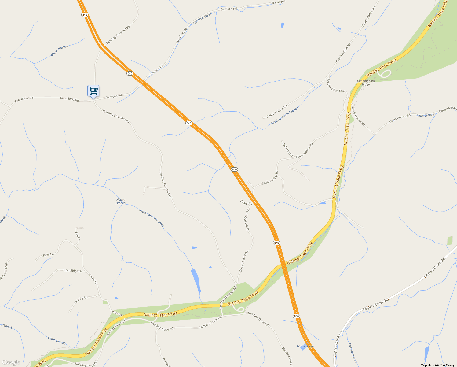 map of restaurants, bars, coffee shops, grocery stores, and more near 5921 Beard Road in Franklin