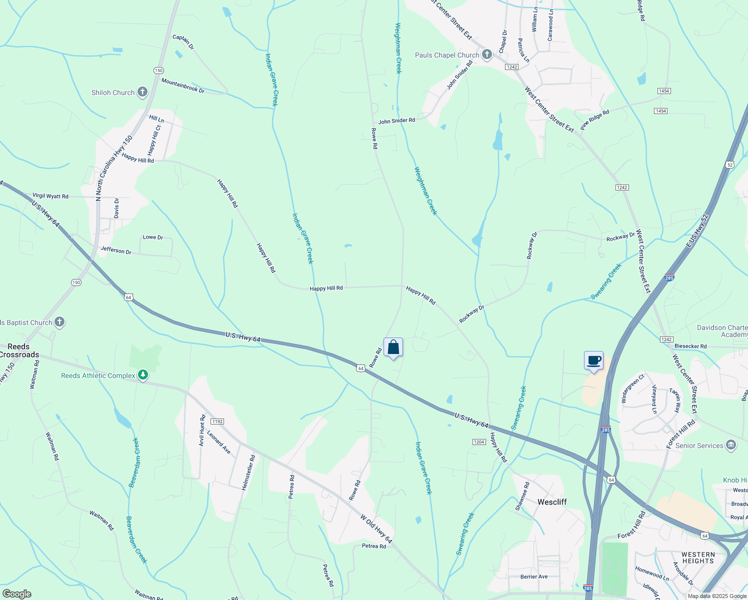 map of restaurants, bars, coffee shops, grocery stores, and more near 2217 Happy Hill Road in Lexington