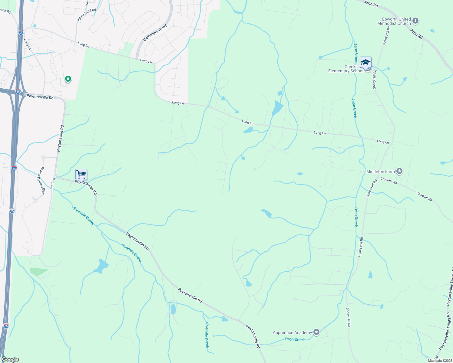 map of restaurants, bars, coffee shops, grocery stores, and more near 6545 Brandon Park Way in Franklin