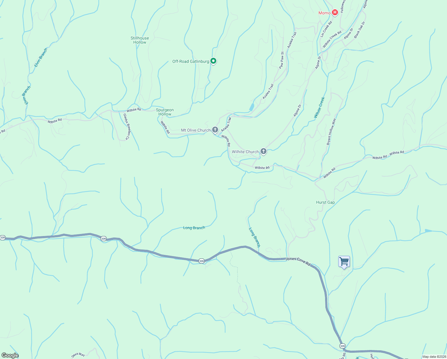map of restaurants, bars, coffee shops, grocery stores, and more near 4088 Wilhite Road in Sevierville