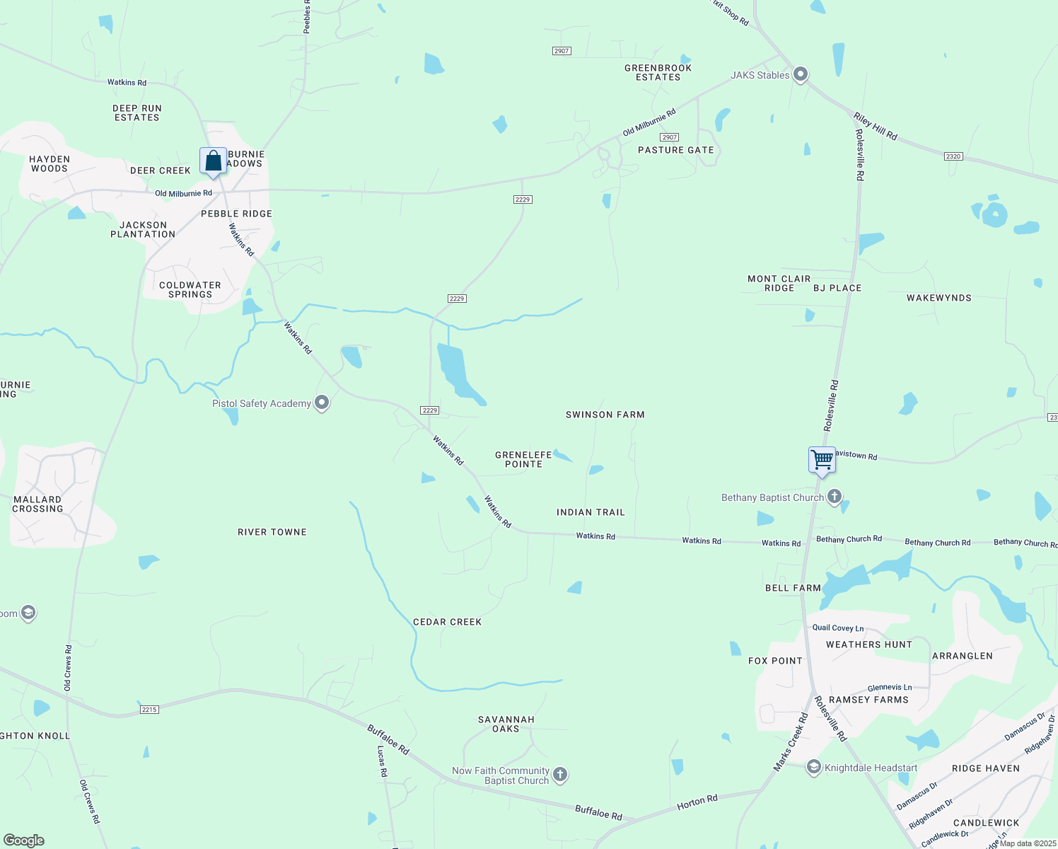 map of restaurants, bars, coffee shops, grocery stores, and more near 5153 Haycourt Lane in Wendell