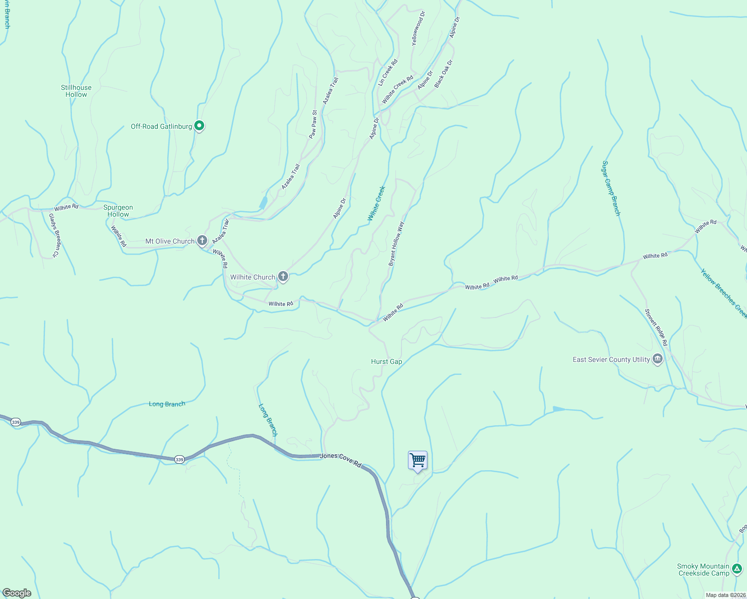 map of restaurants, bars, coffee shops, grocery stores, and more near 1840 Bryant Hollow Way in Sevierville