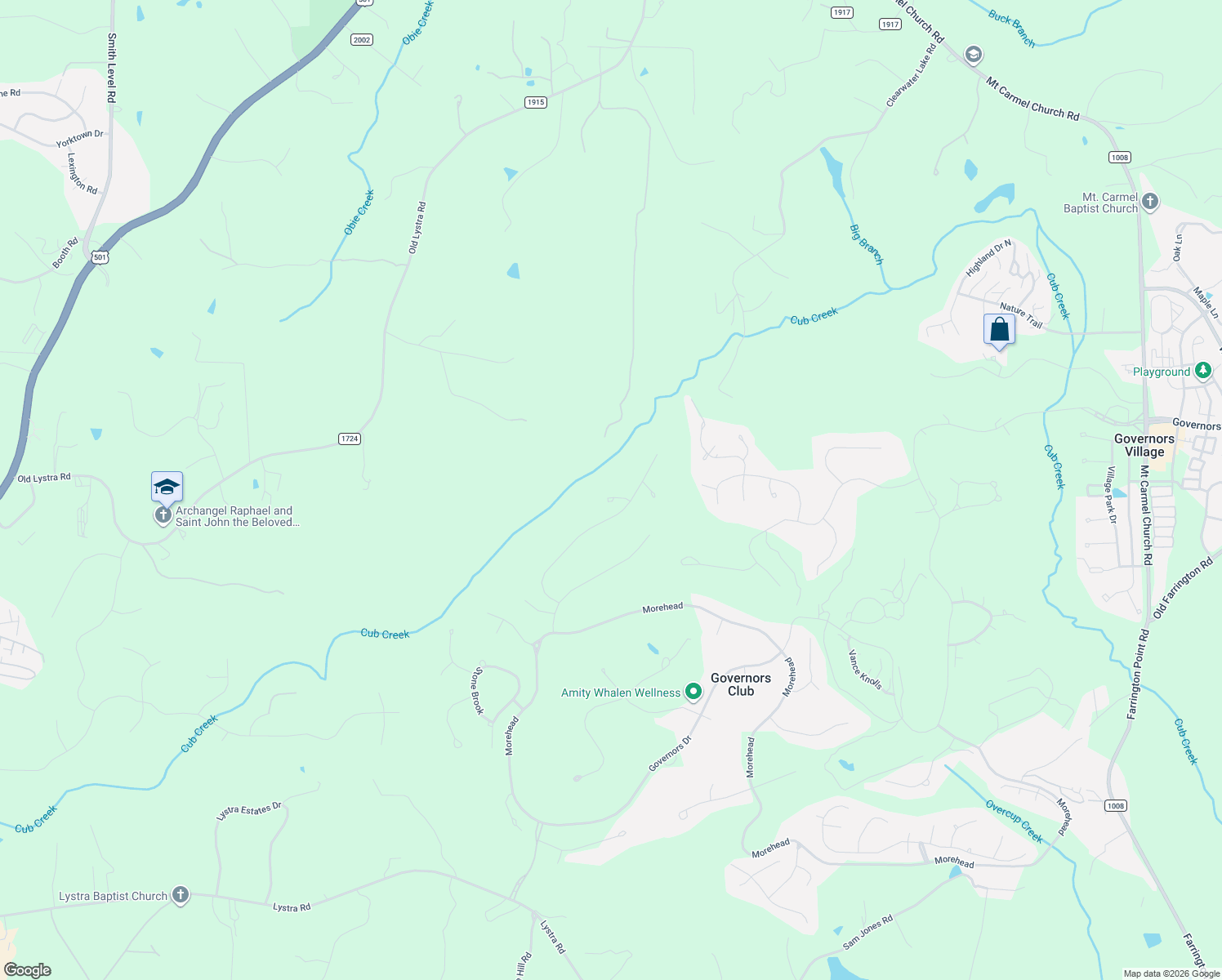 map of restaurants, bars, coffee shops, grocery stores, and more near 47902 Kitchin in Chapel Hill