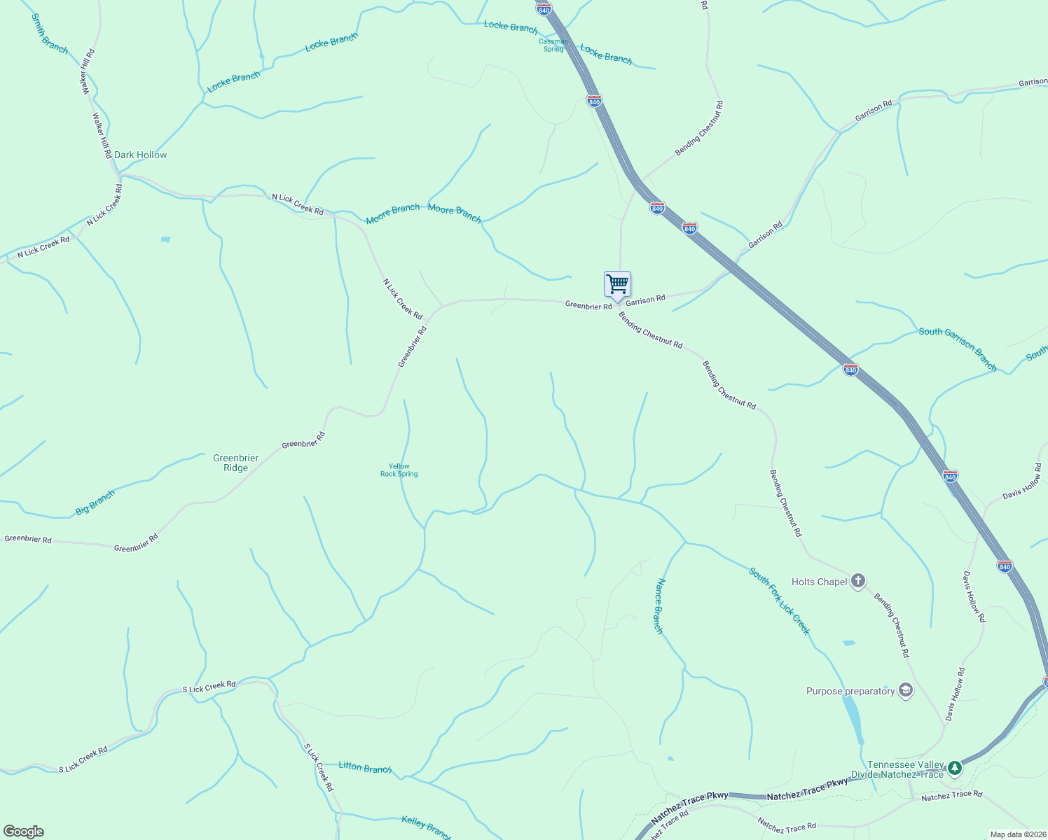 map of restaurants, bars, coffee shops, grocery stores, and more near 5715 Greenbriar Road in Franklin