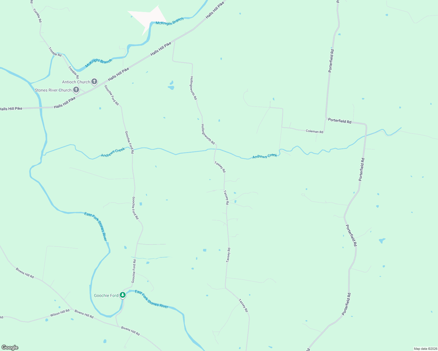 map of restaurants, bars, coffee shops, grocery stores, and more near 1861 Tassey Road in Readyville