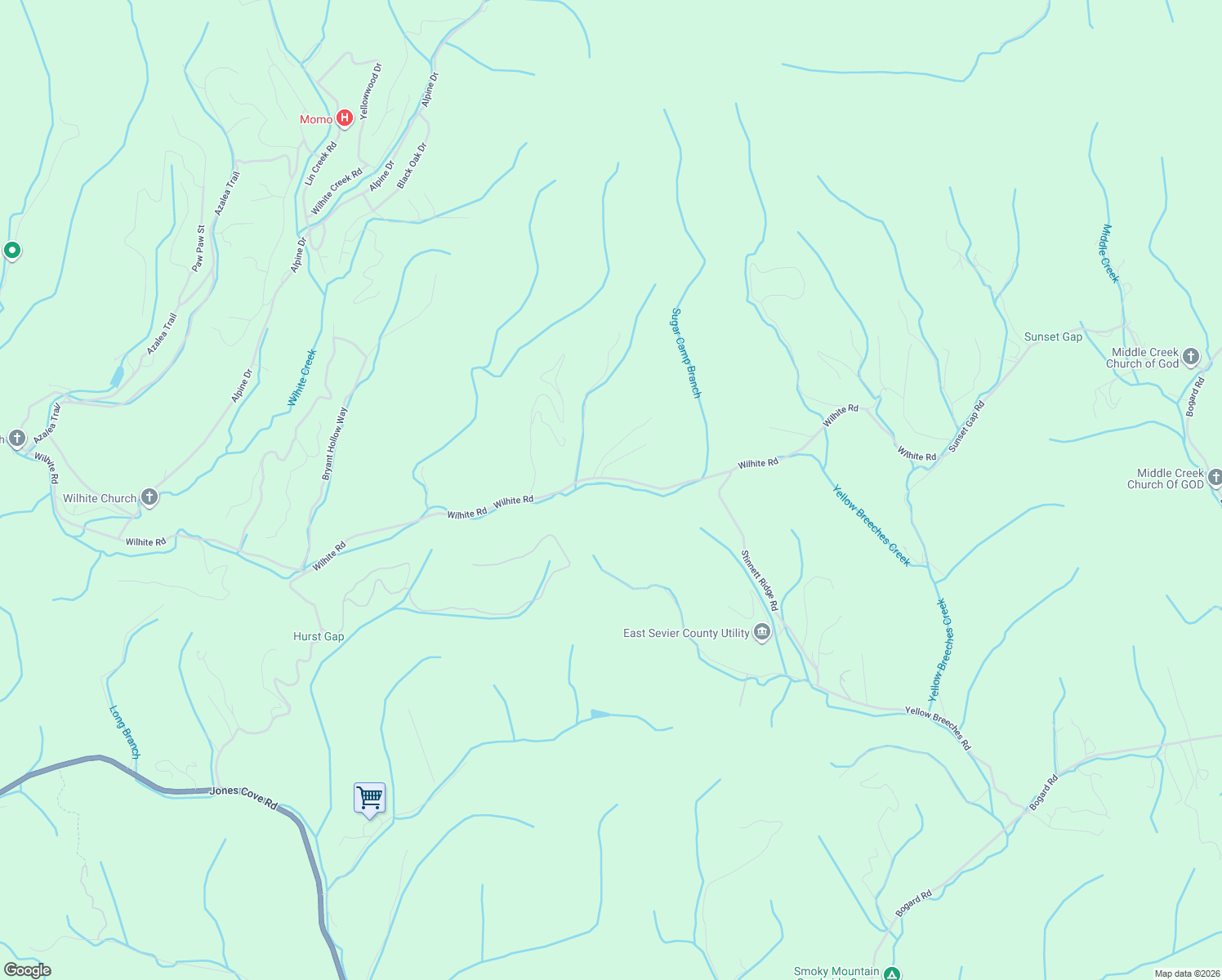map of restaurants, bars, coffee shops, grocery stores, and more near 4426 Wilhite Road in Cosby