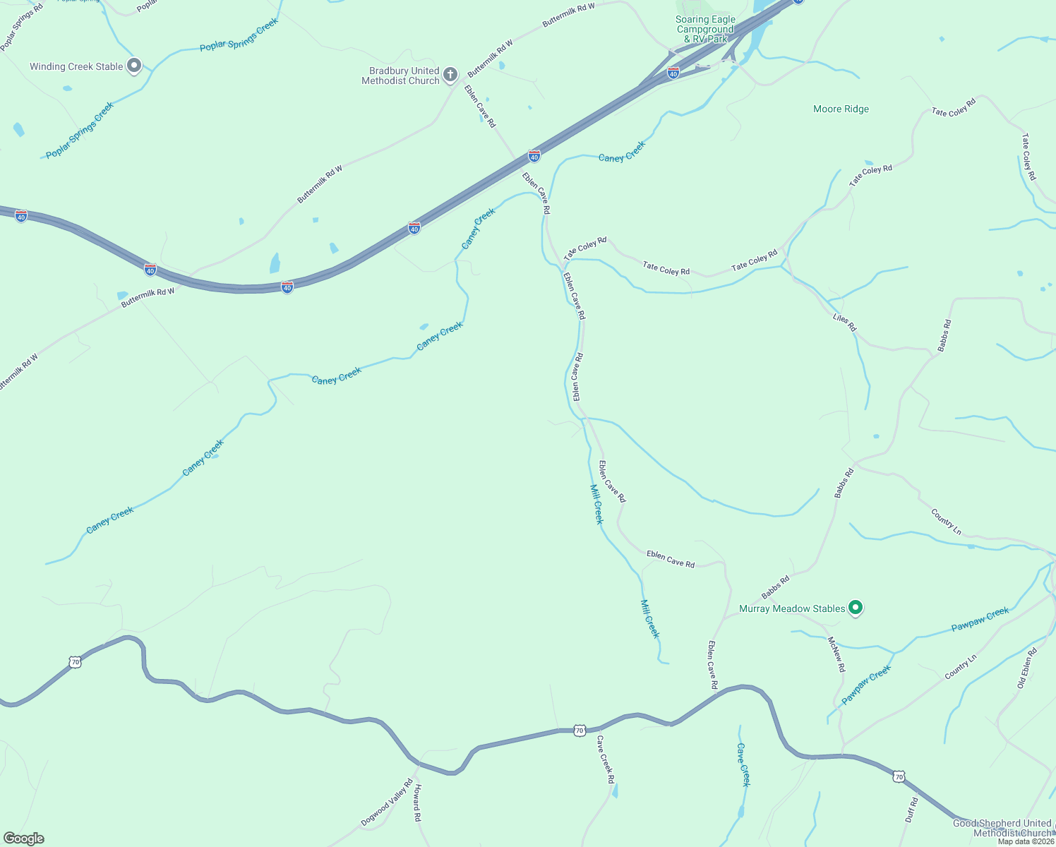 map of restaurants, bars, coffee shops, grocery stores, and more near 421 Eblen Cave Road in Lenoir City