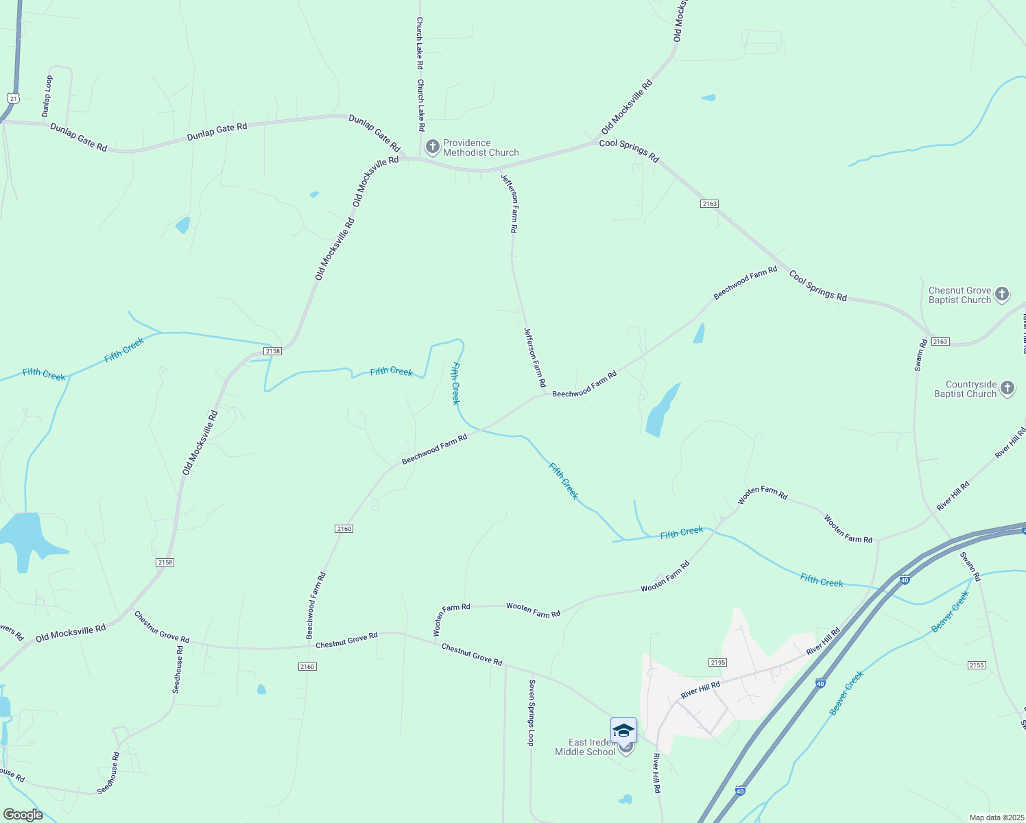 map of restaurants, bars, coffee shops, grocery stores, and more near Beechwood Farm Road in Statesville