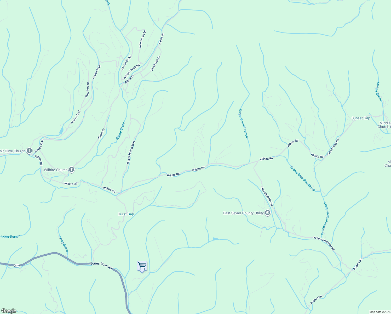 map of restaurants, bars, coffee shops, grocery stores, and more near 4369 Wilhite Road in Cosby