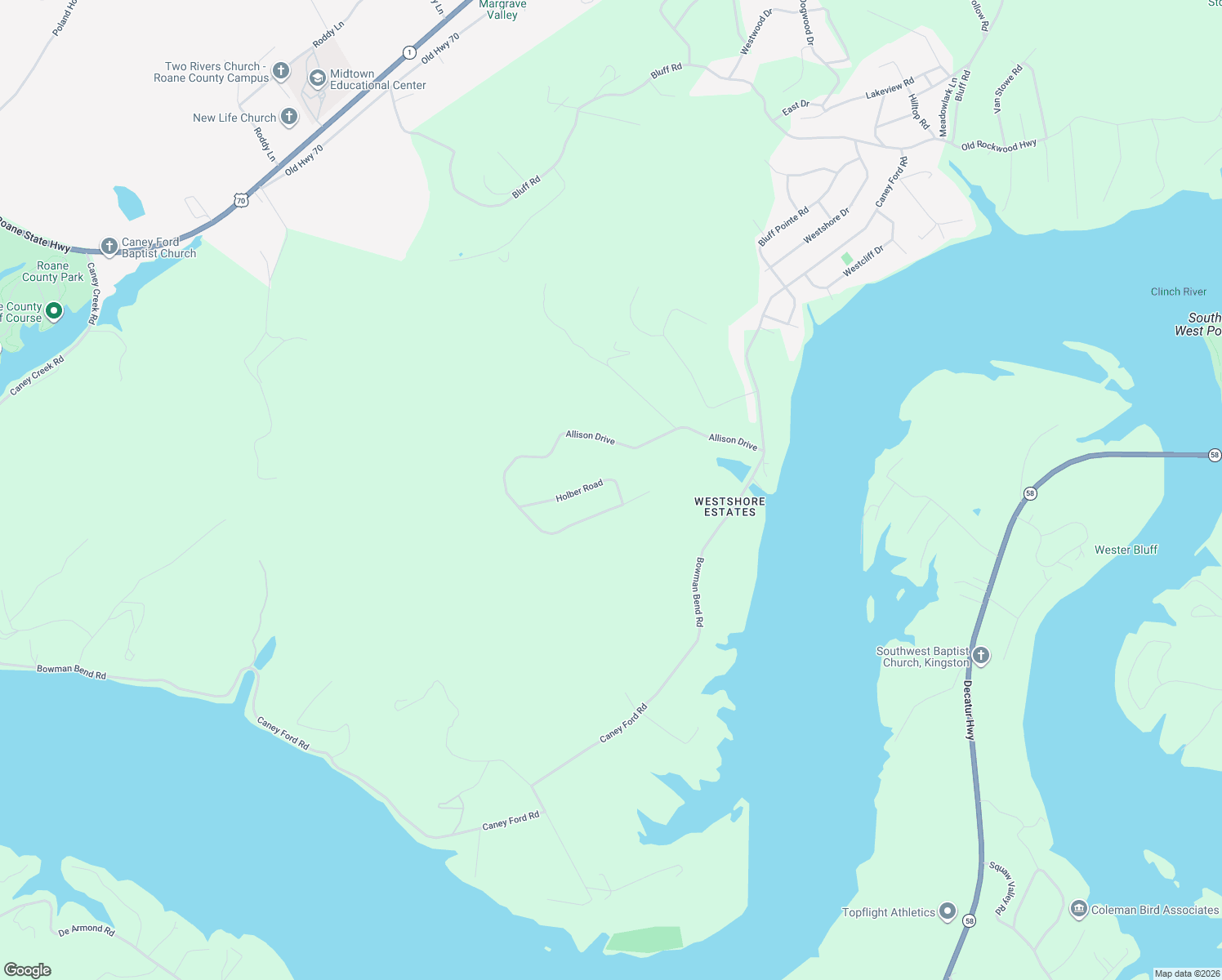 map of restaurants, bars, coffee shops, grocery stores, and more near 405 Allison Drive in Harriman