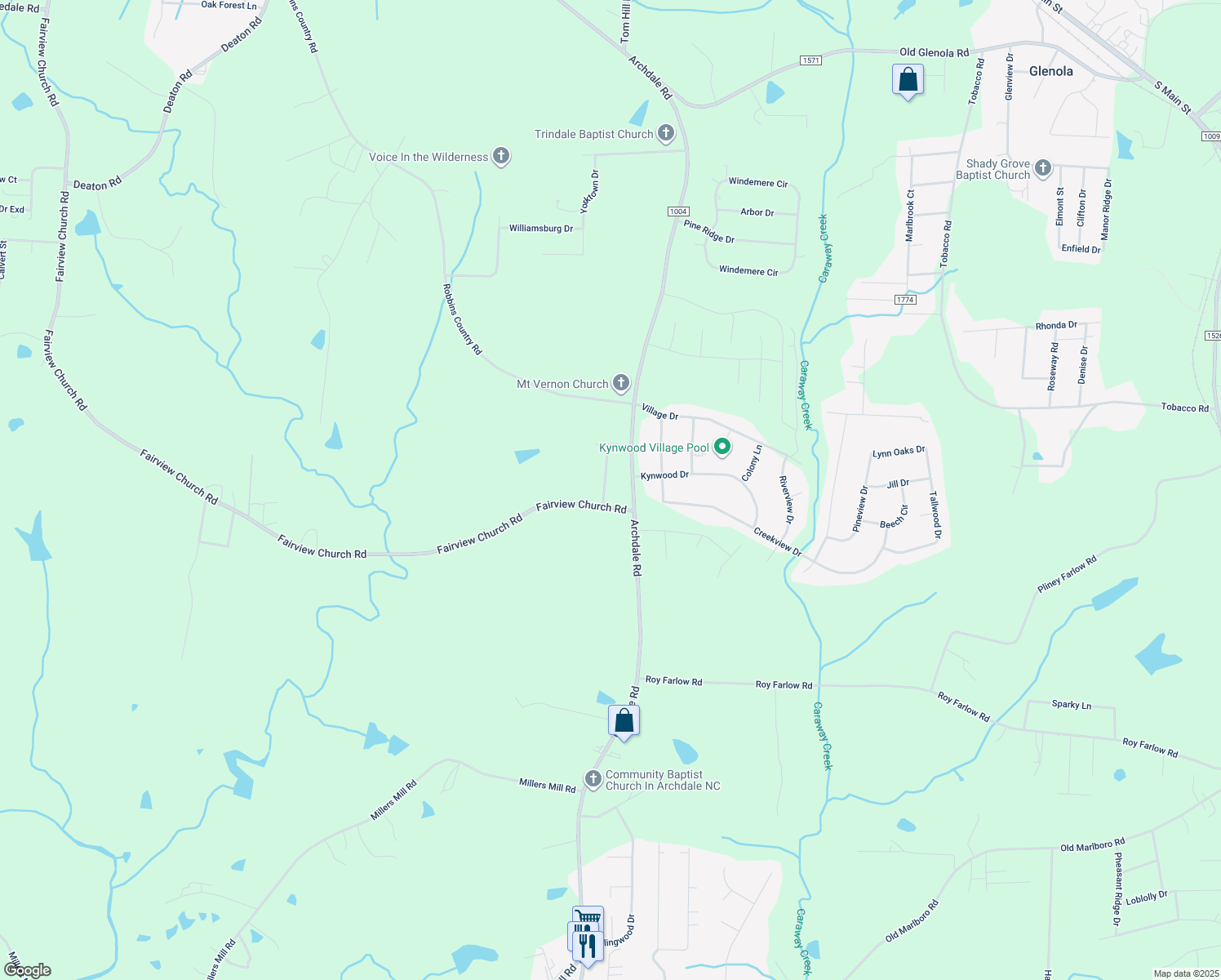 map of restaurants, bars, coffee shops, grocery stores, and more near 4530 Kay Lynn Drive in Trinity
