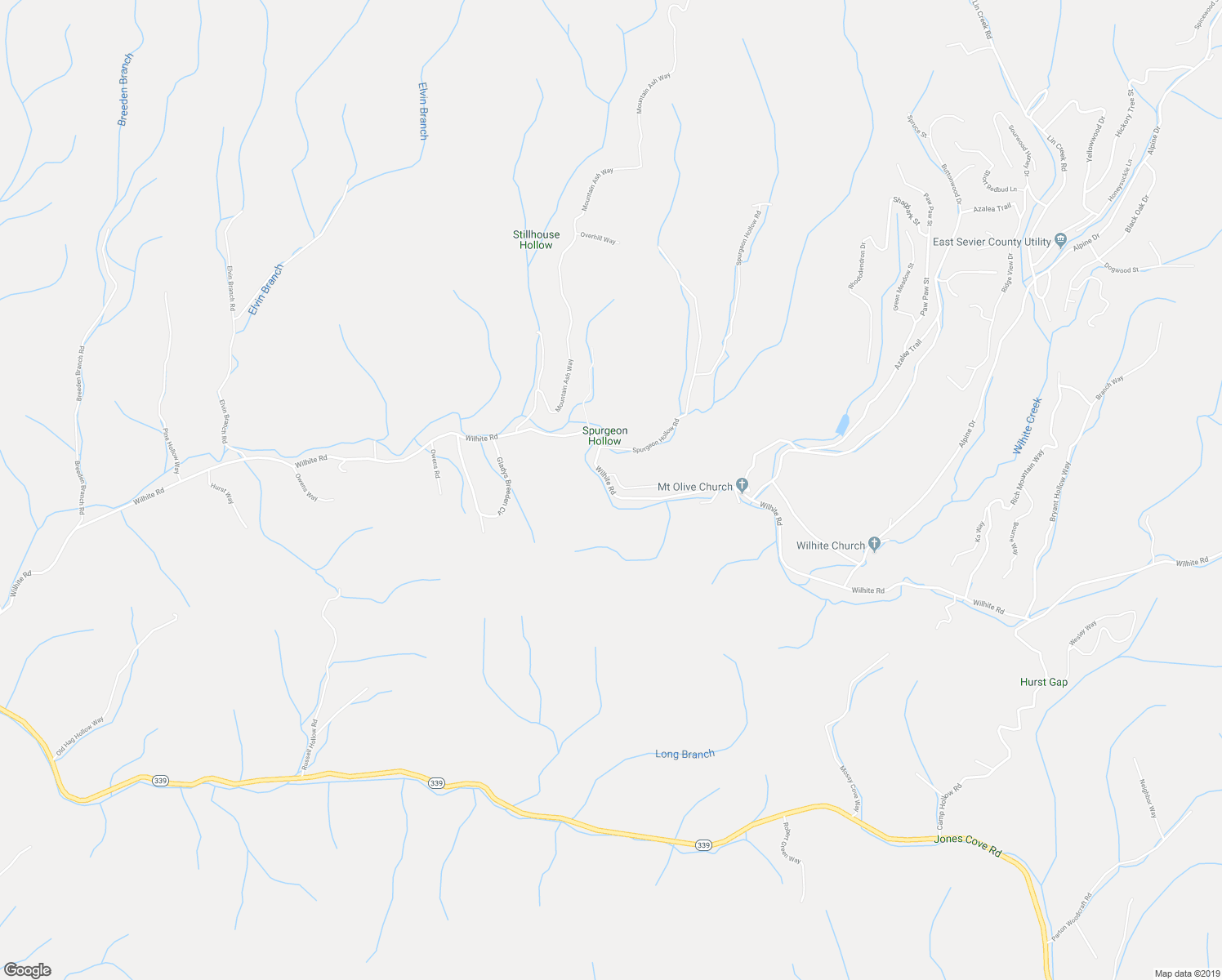 map of restaurants, bars, coffee shops, grocery stores, and more near Wilhite Road in Sevierville