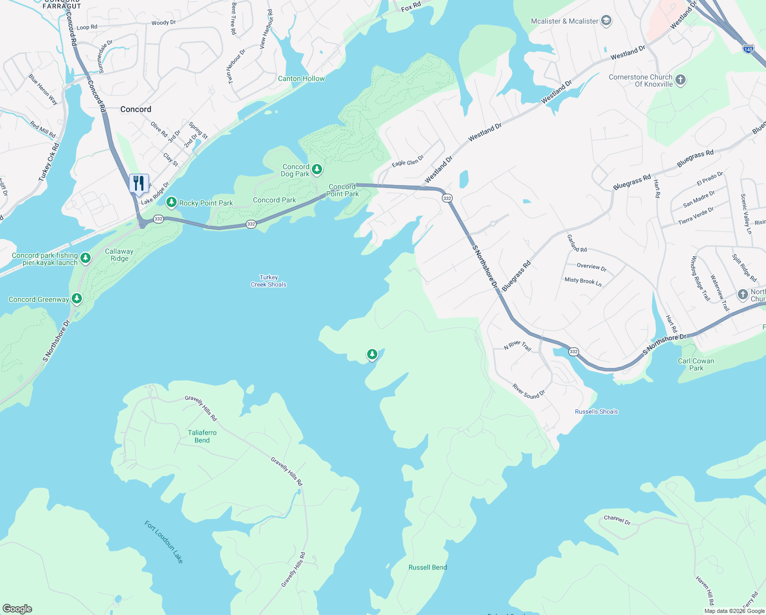 map of restaurants, bars, coffee shops, grocery stores, and more near 10837 Rogers Island Road in Knoxville