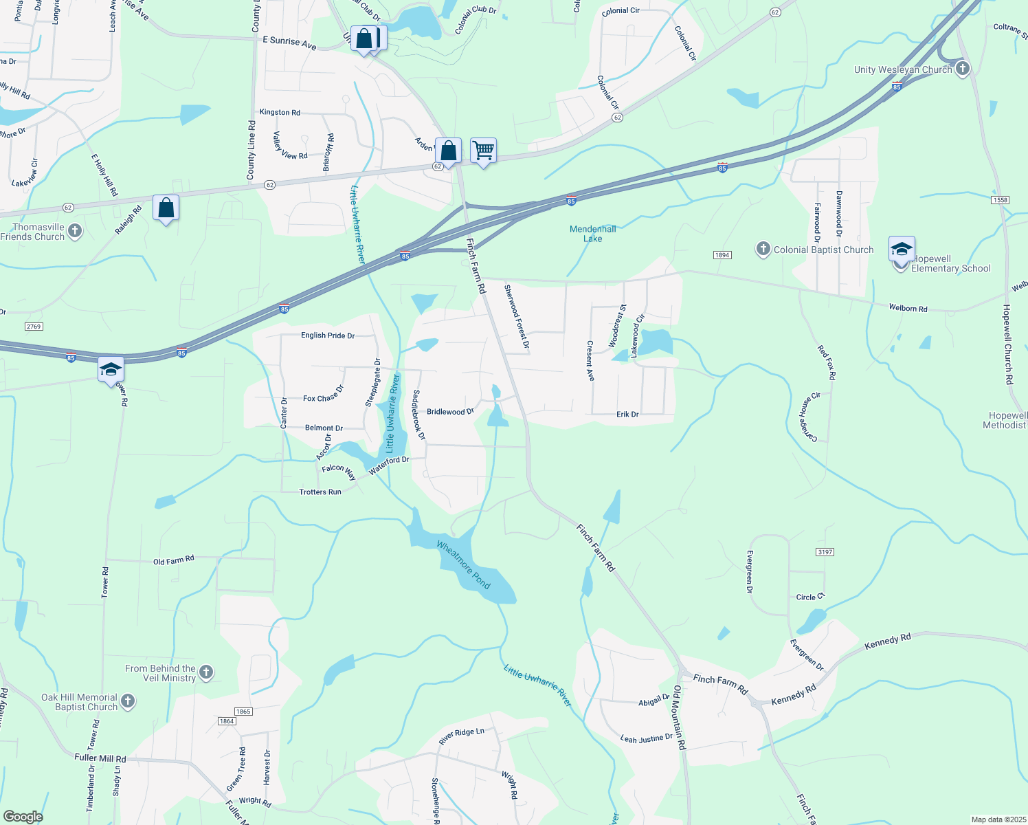 map of restaurants, bars, coffee shops, grocery stores, and more near 3778 Cameron Court in Trinity