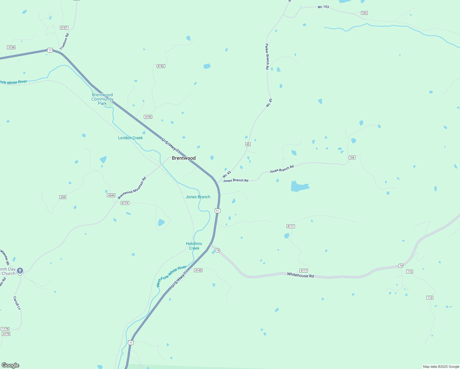 map of restaurants, bars, coffee shops, grocery stores, and more near 16860 U.S. 71 in Winslow