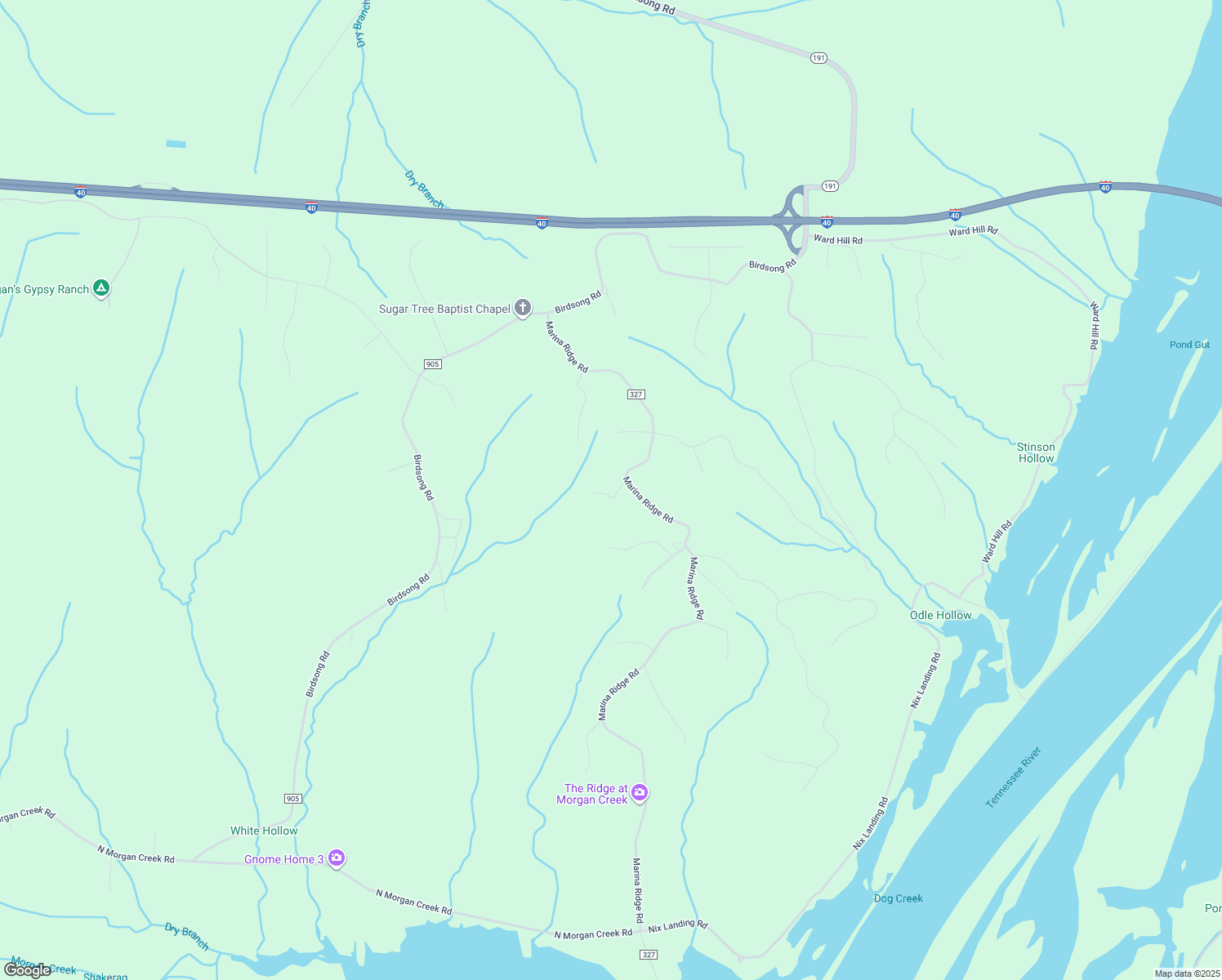 map of restaurants, bars, coffee shops, grocery stores, and more near 70 Chestnut Ridge Drive in Sugar Tree