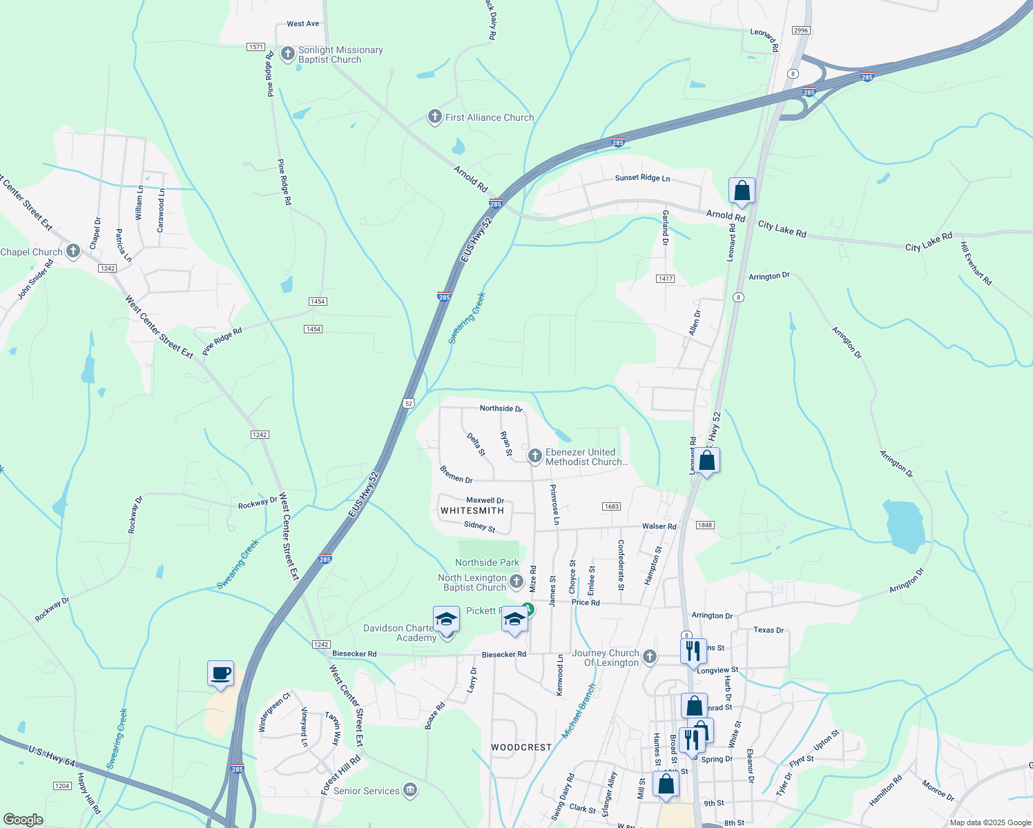 map of restaurants, bars, coffee shops, grocery stores, and more near 319 Northside Drive in Lexington