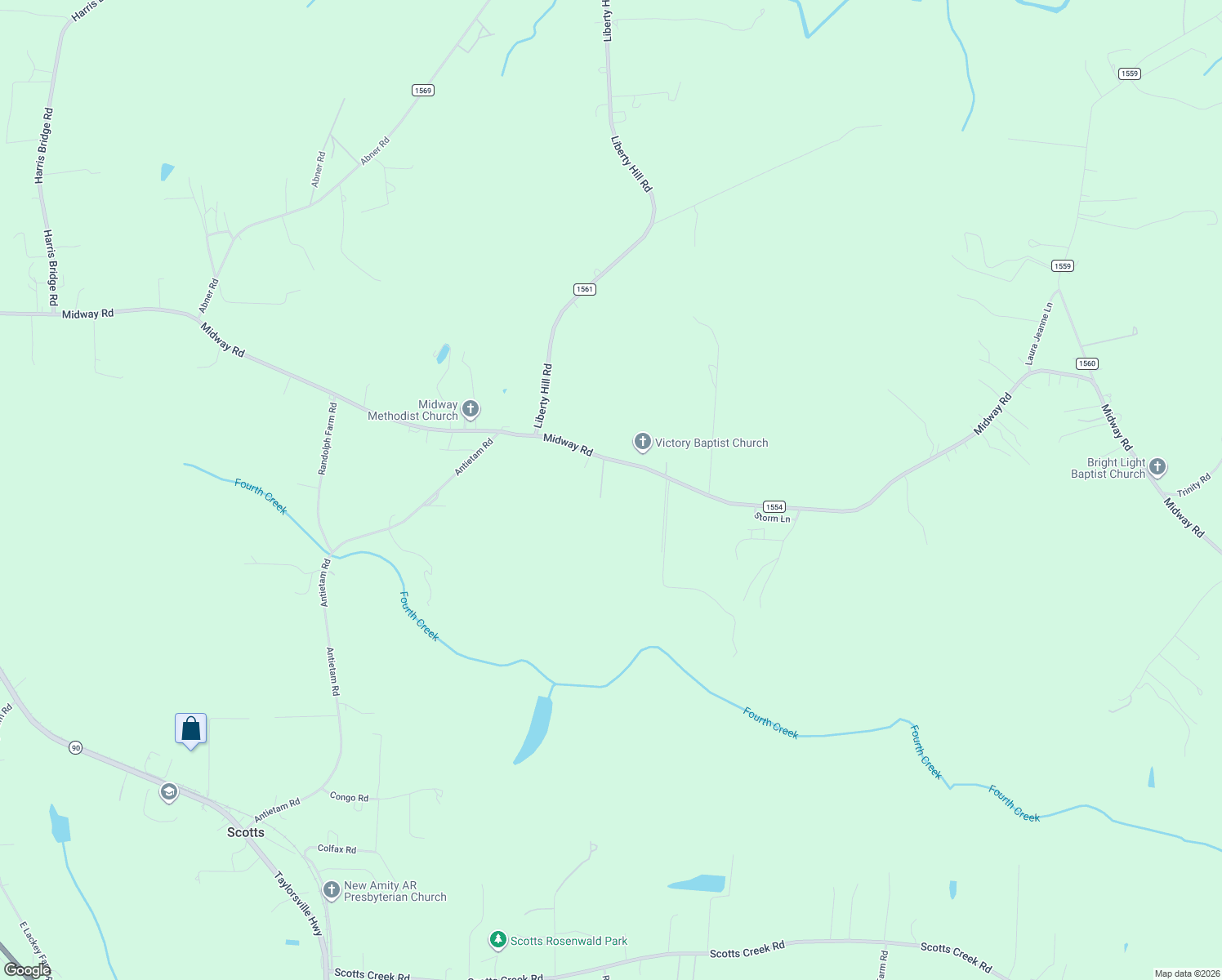map of restaurants, bars, coffee shops, grocery stores, and more near 1083 Midway Road in Statesville