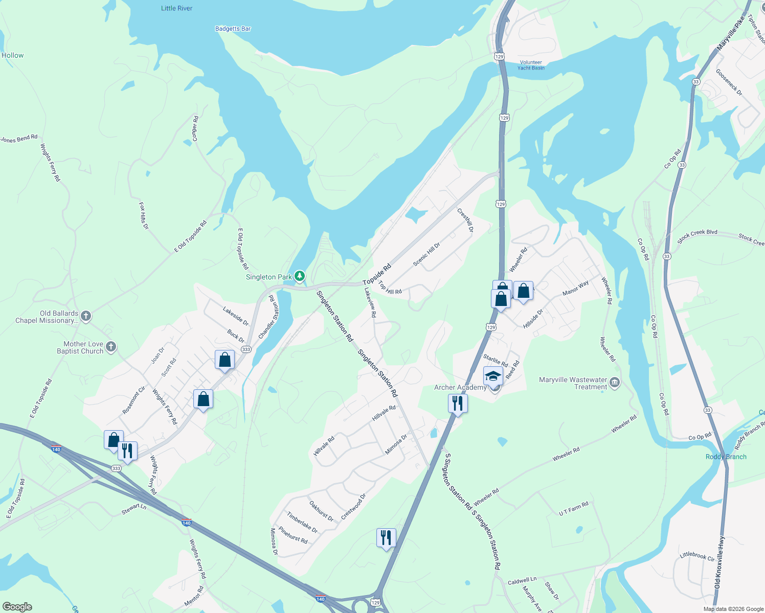 map of restaurants, bars, coffee shops, grocery stores, and more near 4714 Lakeview Road in Louisville