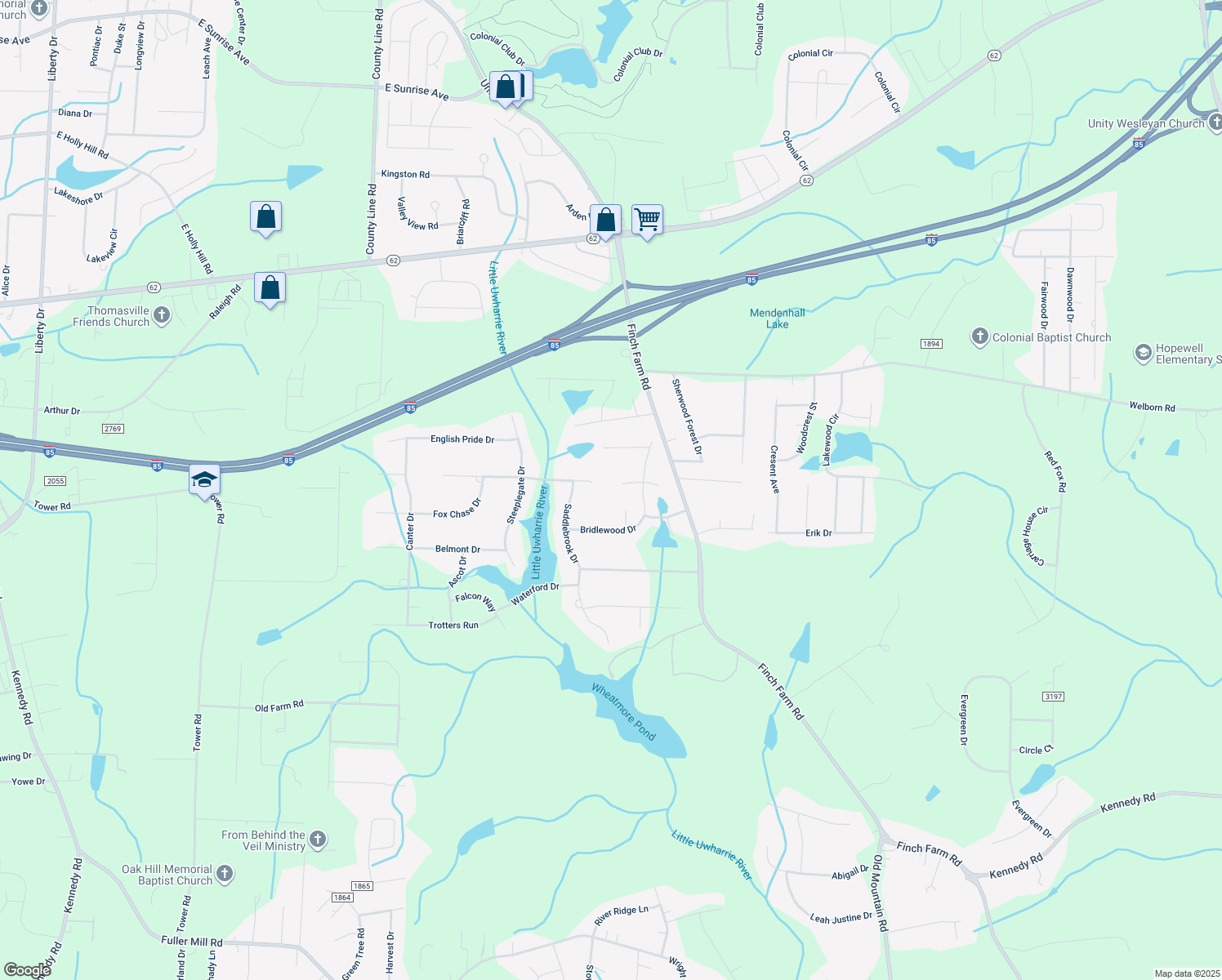 map of restaurants, bars, coffee shops, grocery stores, and more near 6999 Winners Circle in Trinity