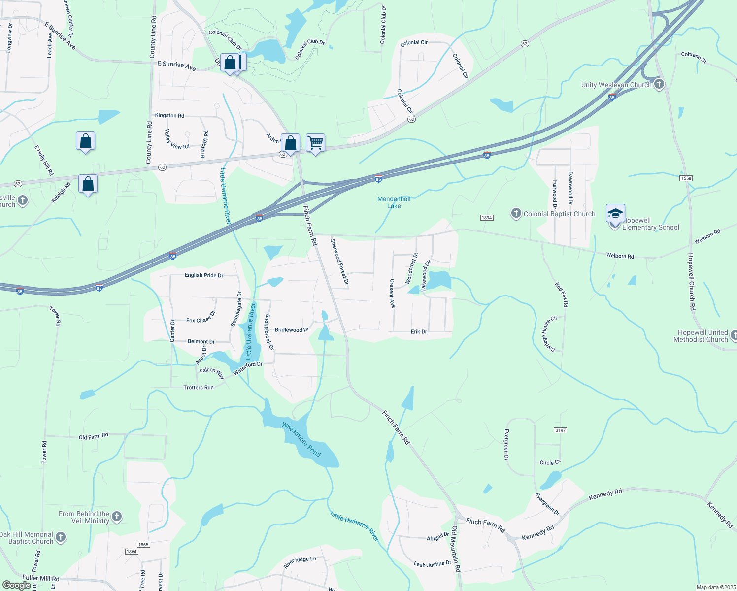 map of restaurants, bars, coffee shops, grocery stores, and more near 6808 Country Meadows Lane in Trinity