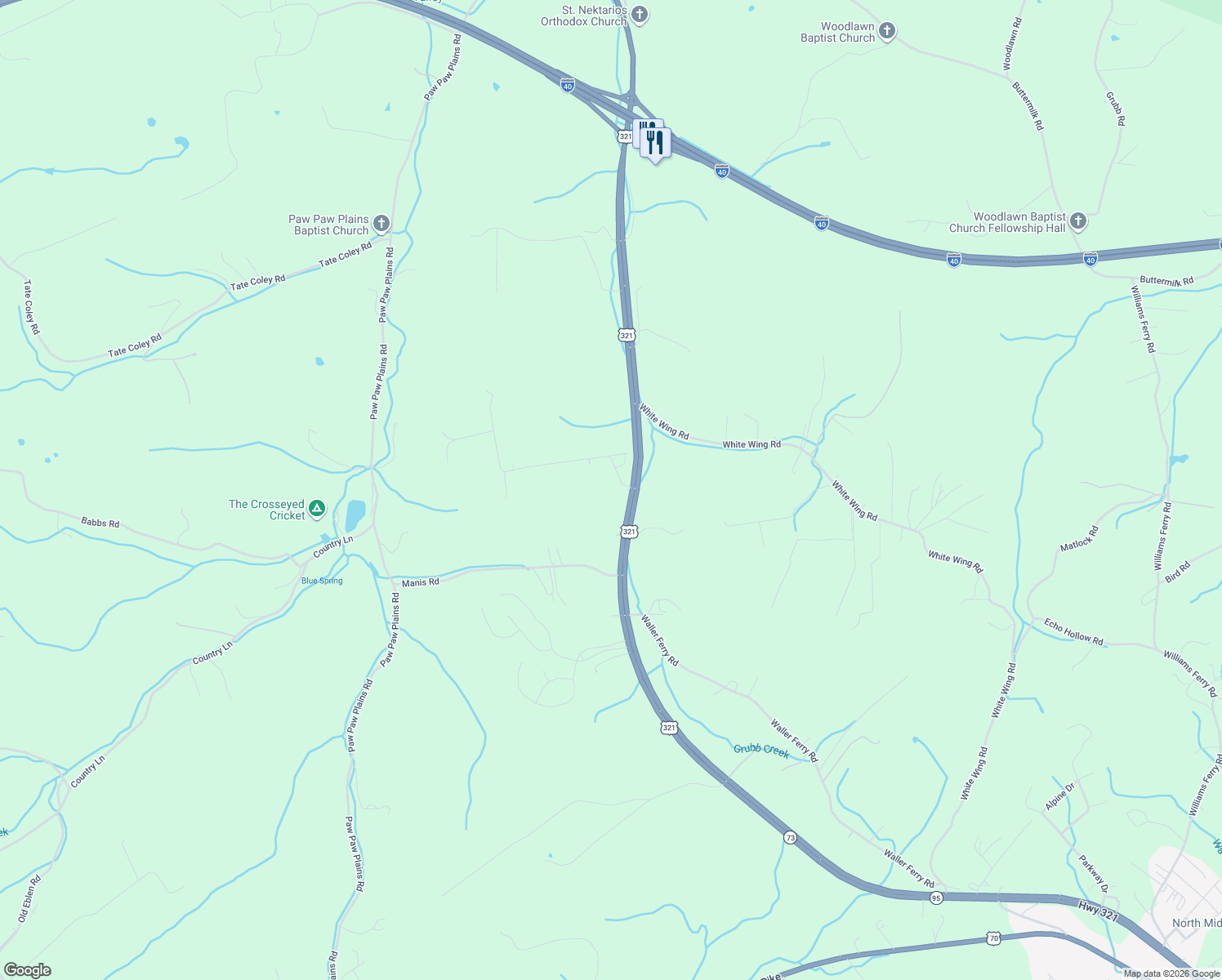 map of restaurants, bars, coffee shops, grocery stores, and more near 300 Montview Drive in Lenoir City