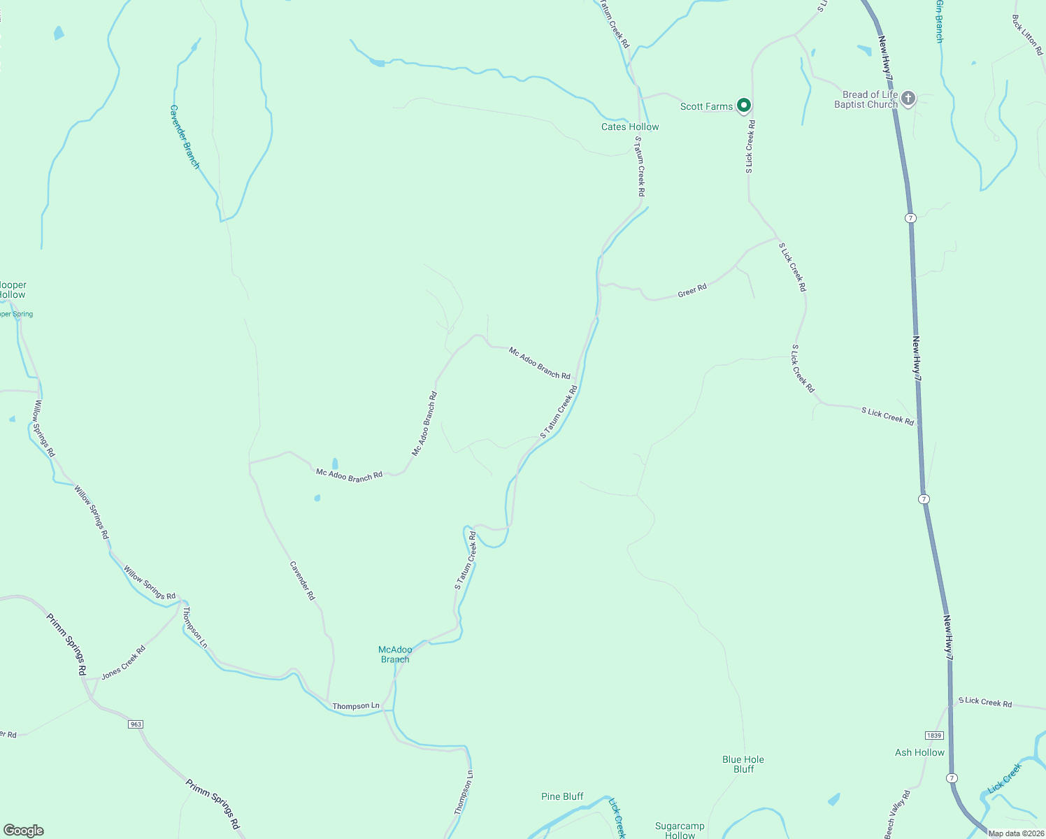 map of restaurants, bars, coffee shops, grocery stores, and more near 9340 South Tatum Creek Road in Lyles