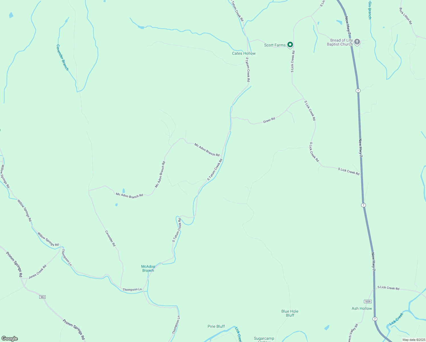 map of restaurants, bars, coffee shops, grocery stores, and more near 9340 South Tatum Creek Road in Lyles