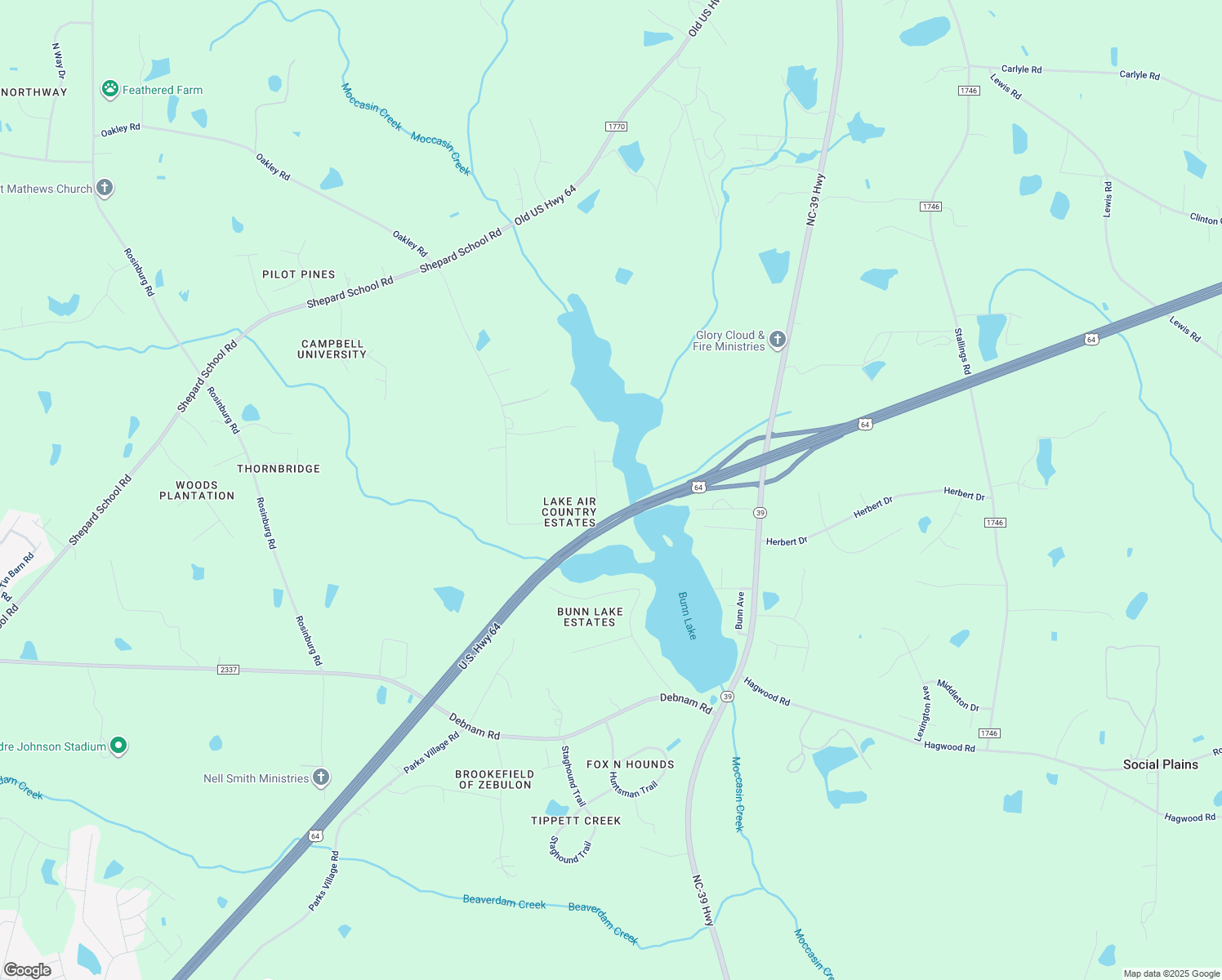 map of restaurants, bars, coffee shops, grocery stores, and more near 10764 Patrician Way in Zebulon
